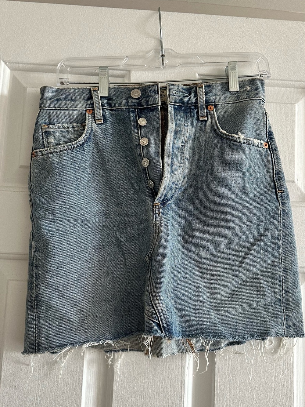 Blue Denim Skirt with Button-Front